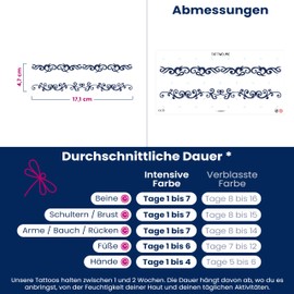 Tattwo.me Temporary Tattoos for Adults and Kids 2 Weeks Waterproof - Two Ornaments to Cut Out - Vegetable Ink - EU Cosmetic Certificate - (G0037)