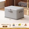 Foldable Storage Box with Lid - Durable Beige Checkered Organizer