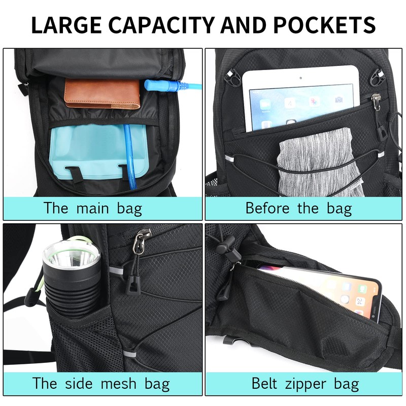 TANNOZHE Hydration Backpack with 2L Water Bladder, Lightweight Nylon Hydration