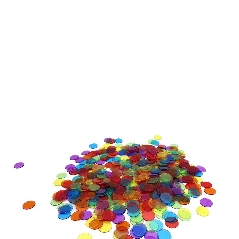 JUNWRROW 500 Pieces 3/4 inch Transparent 6 Color Bingo Counting