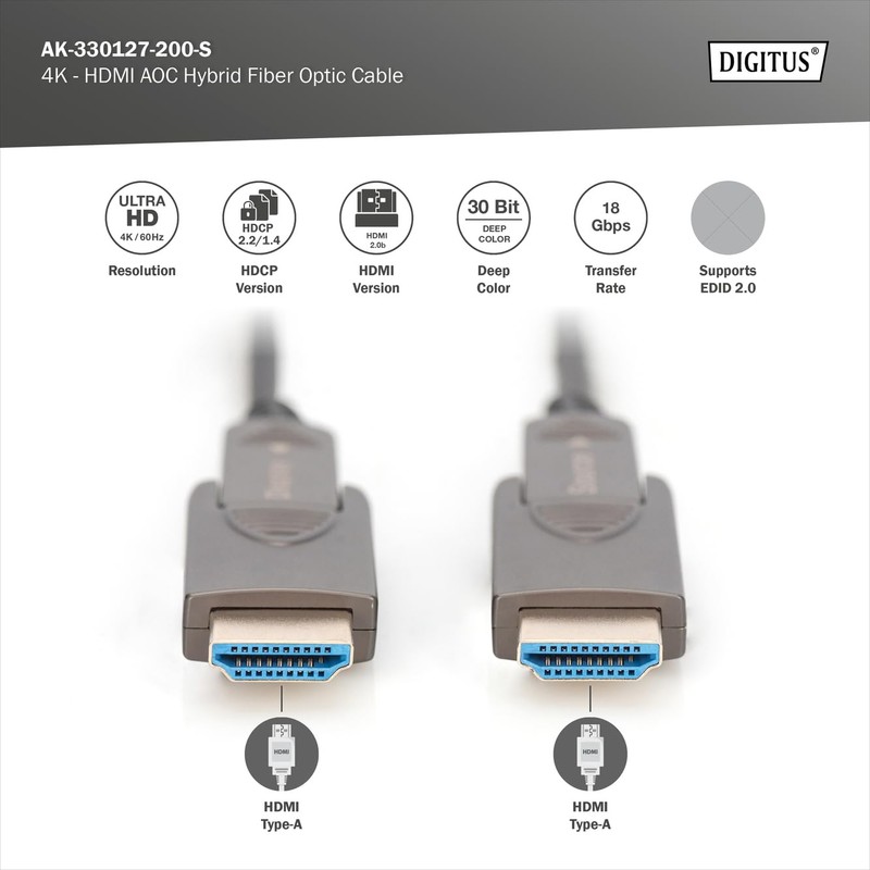 DIGITUS 4K HDMI AOC Connection Cable HDMI to HDMI; 4K