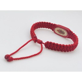 Pulsera roja con el sagrado corazón de Jesús Doble Macramé Reversible Ajustada
