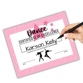 Dance Achievement Certificate of Excellence Team Awards | 50 pk 8.5x11” in Dance Competition for Students Paper Girls Gifts Recital