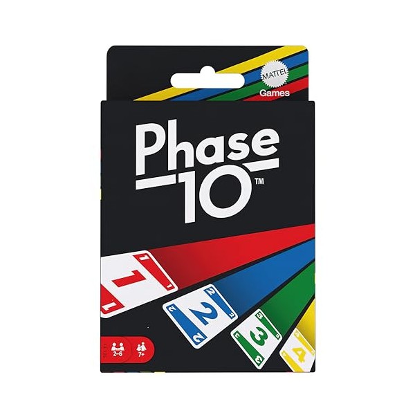 Mattel Games Phase 10 card game, sequences rummy-like card game, includes 108 cards, FFY05