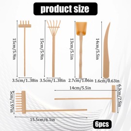 6Pcs Miniature Tabletop Rock Sand Zen Garden Accessories, Mini Zens Gardens Rake Tools, Desktop Sand Rock Push Drawing Pen, Zen Sands Garden Rake Set for Home Gift Decor