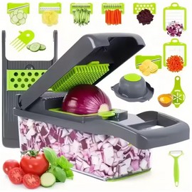 Multifunctional Vegetable Chopper 14 in 1 - Food Slicer, Dicer & Grater Set with Handle