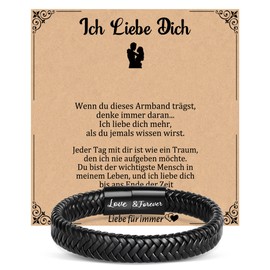 Focxoio Gifts for Men, Bracelet Gifts for Dad, Son, Grandpa, Grandson, Man, Nephew, Brother, Friend, Men's Braided Leather Bracelet for Valentine's Day, Anniversary, Birthday, Christmas, Father's Day