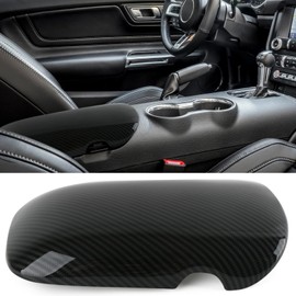 Qlhshop Carbon Fiber Center Console Cover Armrest Lid Cover for 2015-2024 Ford Mustang GT/Ecoboost/ S550/ S650/ Shelby GT350/GT350R/GT500 Interior Trim Car Accessories - Gloss Black