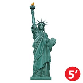 Beistle Set of 2 Jointed Cut Out Statue of Liberty Photo Props, New York City Wall Decorations, NYC Party Decor, Big Apple Party Accessories, 5'