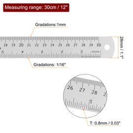 sourcing map 12pcs Stainless Steel Ruler 12 Inch 30cm Metric English Ruler with Conversion Table Small Metal Ruler Set Straight Edge Millimeter Ruler Measurements Tools for Measuring Drawing