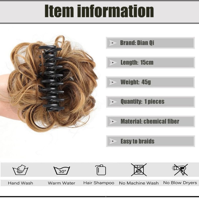 Claw Clip Messy Bun Wavy Chignon Ponytail(Blonde and Beige)