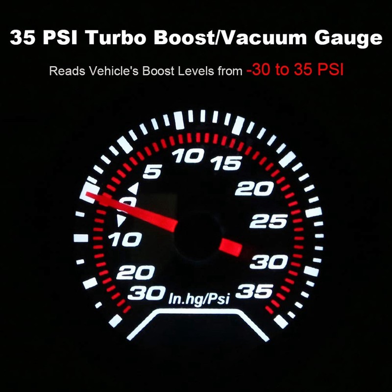 2in Turbo Boost Gauge -30-35PSI Red Pointer High Accuracy Meter