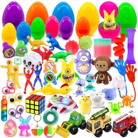 Edmirfun Filled Easter Eggs Fidget Toys, 48PCS PreFilled Easter Eggs with Party Favors for Easter Egg Hunts, Easter Party, Easter Basket Decorates, Classroom Celebrations, Unique Easter Gift for Kids