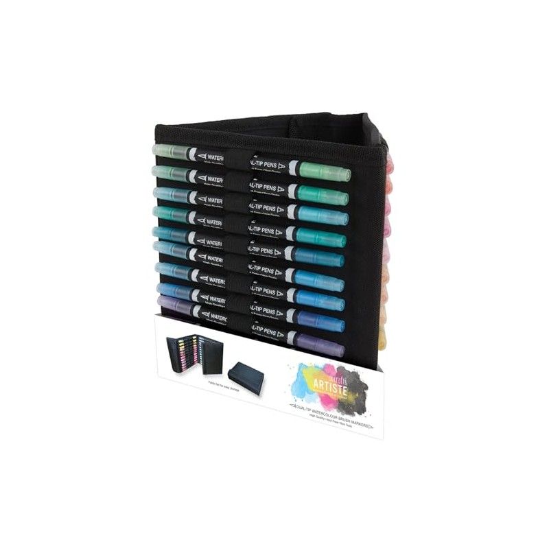 DOCRAFTS ARTISTE Watercolour Dual-Tip Pens and Caddy with Brush and