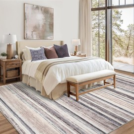 GarveeHome Washable Rug 9x12 Area Rug for Bedroom Modern Living Room Rug Neutral Farmhouse Non Slip Large Area Rug Soft Throw Rugs Stain Resistant Carpet for Dining Room Nursery Grey Multi 9'x12'