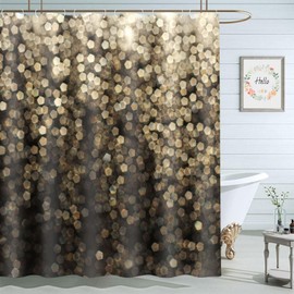 Moslion Black Gold Glitter Shower Curtain Set 72x72 Inch Bathroom Decor Waterproof Fabric Curtains with Hooks
