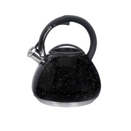 RESTO Whistling Kettle with Marble Surface Coating - Kettle with Multilayer Capsule Base - Pipe Kettle 2.7 Litre for All Hobs / (Black)