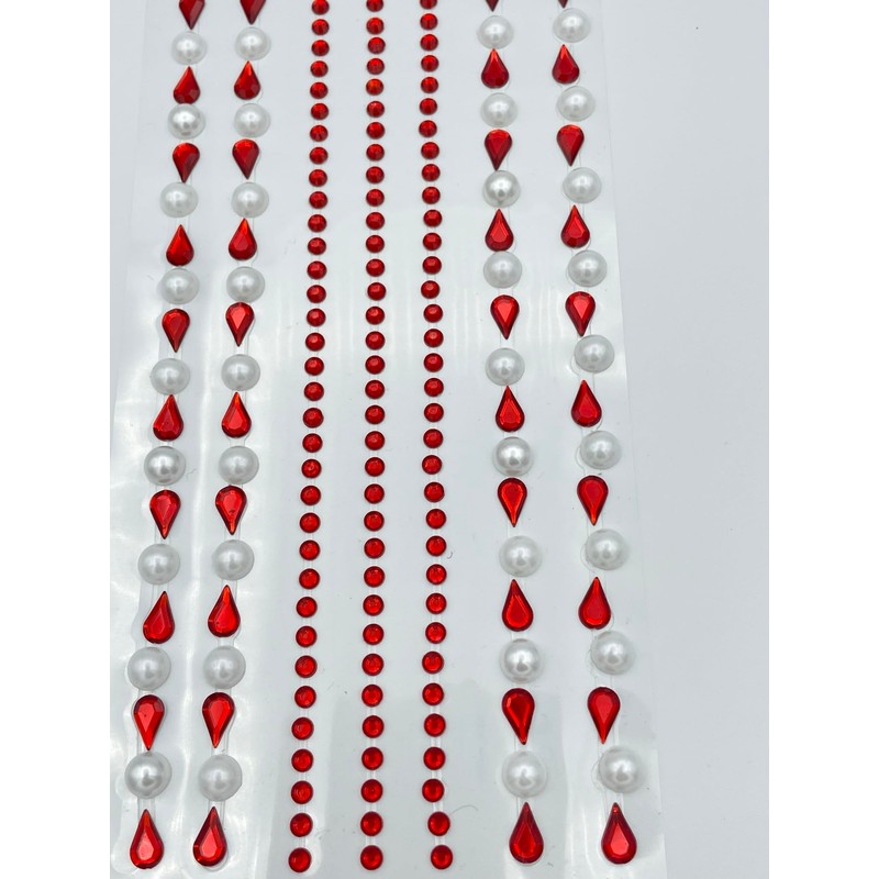 Syntego Assorted 26cm Red Self Adhesive Acrylic Teardrop Gems and