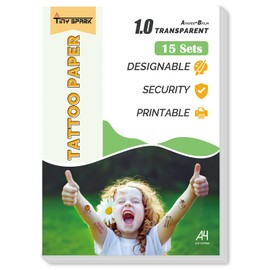 15 Sets A4 Tattoo Transfer Paper Printable Waterproof Temporary Tattoo Paper for Inkjet & Laser Printers(A4 Size+15 Sets) DIY Temporary Tattoos Stickers (Transparent)