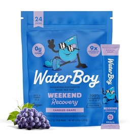 Waterboy - Weekend Recovery, Grape, Sugar Free Electrolytes Powder Drink Mix - 24ct Hydration Packets