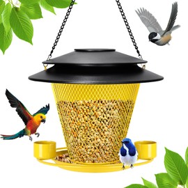 YYWMWM Solar-Bird-Feeders Metal-Wild-Bird-Feeder Outside-Hanging Outdoors-Backyard - for Birding Wildlife Birds Feeders Rust-Resistant Squirrel Proof Yellow