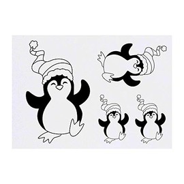 4 x 'Christmas Penguin' Temporary Tattoos - Water Resistant, Skin-Safe, Non-Toxic Transfers, Mixed Sizes (TO00010415)