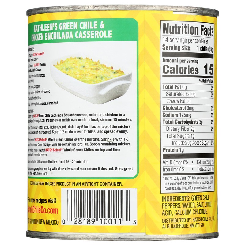 Hatch Chile Company Hatch Whole Green Chilies, 27-Ounce (Pack Of