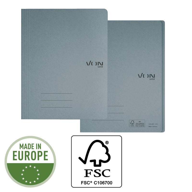 VON Leitz 30130085 Pack of 10 A4 File Folders, Cardboard,