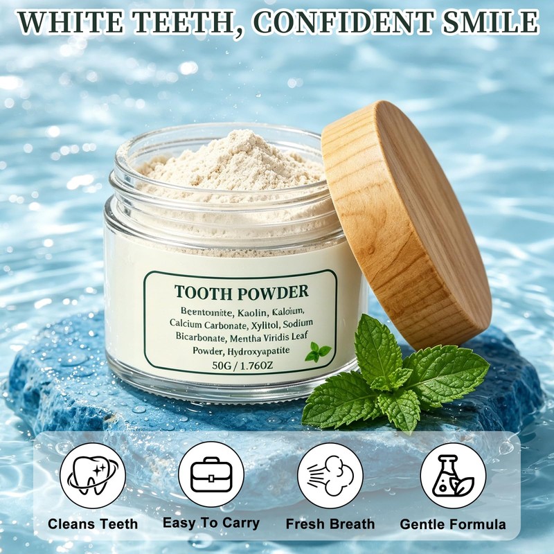 2Bottles Hydroxyapatite Tooth Powder, Remineralizing Tooth Powder, with Mint Gently