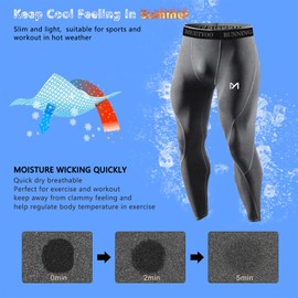 MEETYOO mens for Men, Cool Dry Sports Workout Running Tights Leggings Compression Pants, 3pcs-c, X-Large US
