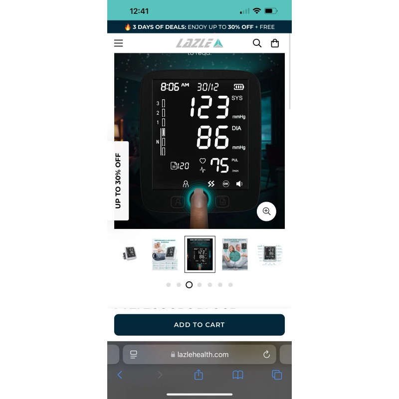 LAZLE Automatic Digital Blood Pressure Monitor Machine Upper Arm Cuff