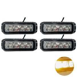 All Star Truck Parts 4 pcs 4" x 1.5" Rectangle LED Amber Strobe Light, 4 LED 12W IP65 Waterproof, Super Bright High Powered Strobe for Towing 6 Flash Patterns (Built in Flasher) Surface Mount 10V-30V