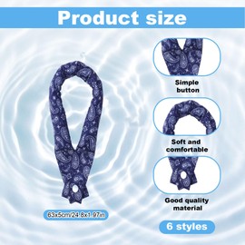 6pcs Cooling Neck Wraps, 24.8x1.97in Neck Cooler Bandanna with Button Neck Cooling Ice Pack Cool Scarf Neck Towel Cooling Cloth Rags for Walking Riding Outdoor Hot Weather (Tie dye)