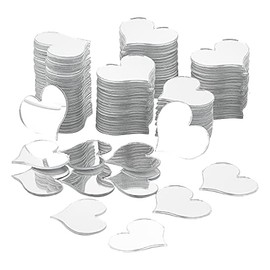 PH PandaHall Mirror Tiles, 200pcs Adhesive Peel/Stick Small Heart Mirror Mosaic Tiles Mini Self Acrylic Mirrors for Arts Crafts Projects Framing Room Home Wall Decor, 0.8x0.6"