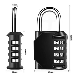 Youery Pack of 2 Padlock Combination Lock, 4 Digit Combination Code Lock, Metal Padlock with Combination Code, Locker Lock, Number Lock, Padlock for Locker, Garden Fences, Gym