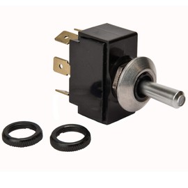 Sierra International TG23010 Satin Chrome On-Off-On SPDT Toggle Switch with Matching Retaining Ring, White/Red