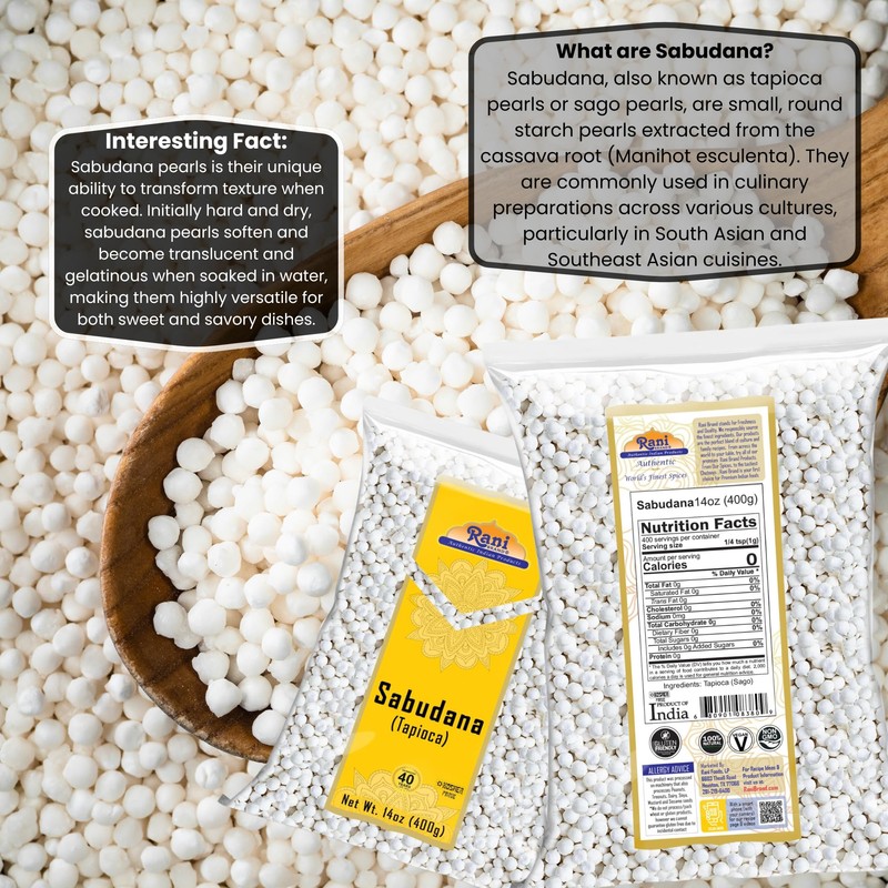 Rani Sabudana (Tapioca/Sago) Pearls 14oz (400g) ~ All Natural |