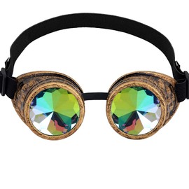 OMGREAT Kaleidoscope Glasses for Raves Steampunk Goggles with Rainbow Prism Diffraction Crystal Lenses