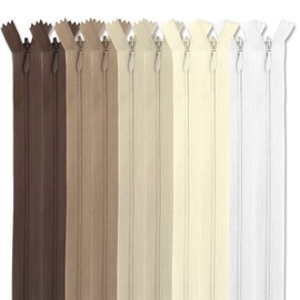 MARARDI [Pack of 10 Invisible Zippers [Nude] Nylon [25 cm] Sewing and Crafts for Clothing Bags Fabric for Sewing Machine Patchwork Plastic Cotton Zipper with Metal Zip