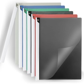 Binditek - Paquete de 6 fundas transparentes para informes frontales con clip oscilante, 5 colores surtidos, capacidad de 40 hojas, 8.9 x 11.9 pulgadas, para tamaño carta y tamaño A4, resistente,