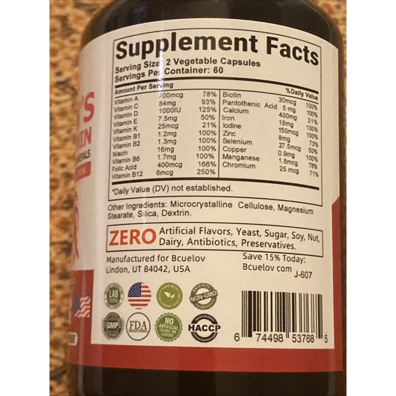 bcuelov women multivitamin 120 Capsules Vegetable 21 Complete Vitamins Minerals