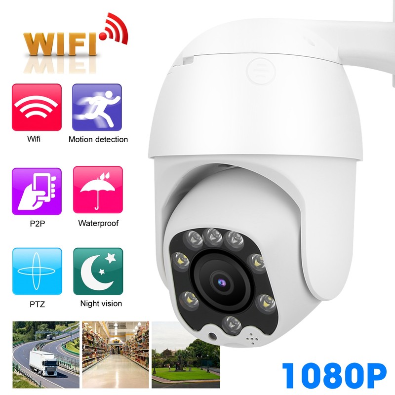 1080P Wifi PTZ Camera 8 Lights Nigh Vision IP66 Waterproof