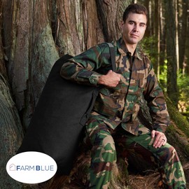 Farm Blue Top Load Duffle Bag -Military Duffel Bags - Heavy Duty Army Grade Cotton Canvas Duffel Bags For Men Women & Students - Front Loading Tactical Gear Sack - 21" x 36" - Black