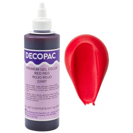 DecoPac Premium Gel Food Coloring | Red Food Coloring For Baking | 8oz | Color Buttercream, Fondant, Frosting & Piping Gel, Food Safe, Highly Concentrated Gel, 8 oz - Red