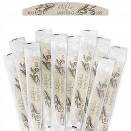 MANI KING ROYAL 50pcs Professional Nail File Half Moon Be The Queen 100/180 Safe Package Single Use Nail File Good Quality Abrasion Resistant Nail File Set Made in EU