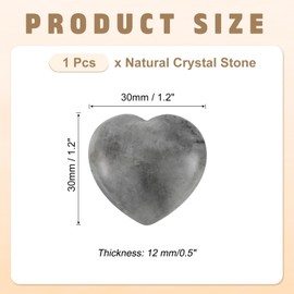 PATIKIL Natural Heart Shaped Crystal Stone, 1.2 Inch Mini Polished Love Gemstone Crystal, Pocket Rock Engraved Worry Stones for Women Gifts Meditation, Light Gray