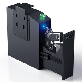 ADIMO Handgun Safe, Slider Biometric Fingerprint Gun Safe for Handgun Supports 3 Quickly Access Ways, Fingerprint, PIN Code and Key, Pistol Gun Lock Box for Car, Truck, Desk, Bedside
