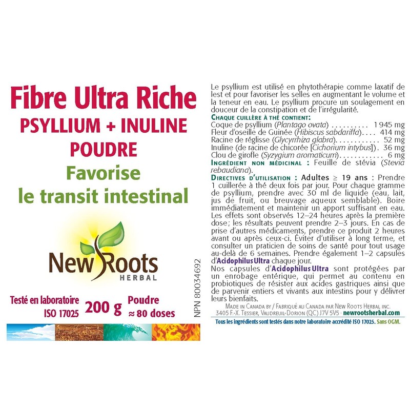 New Roots Herbal - Fiber Ultra Rich Psyllium + Inulin