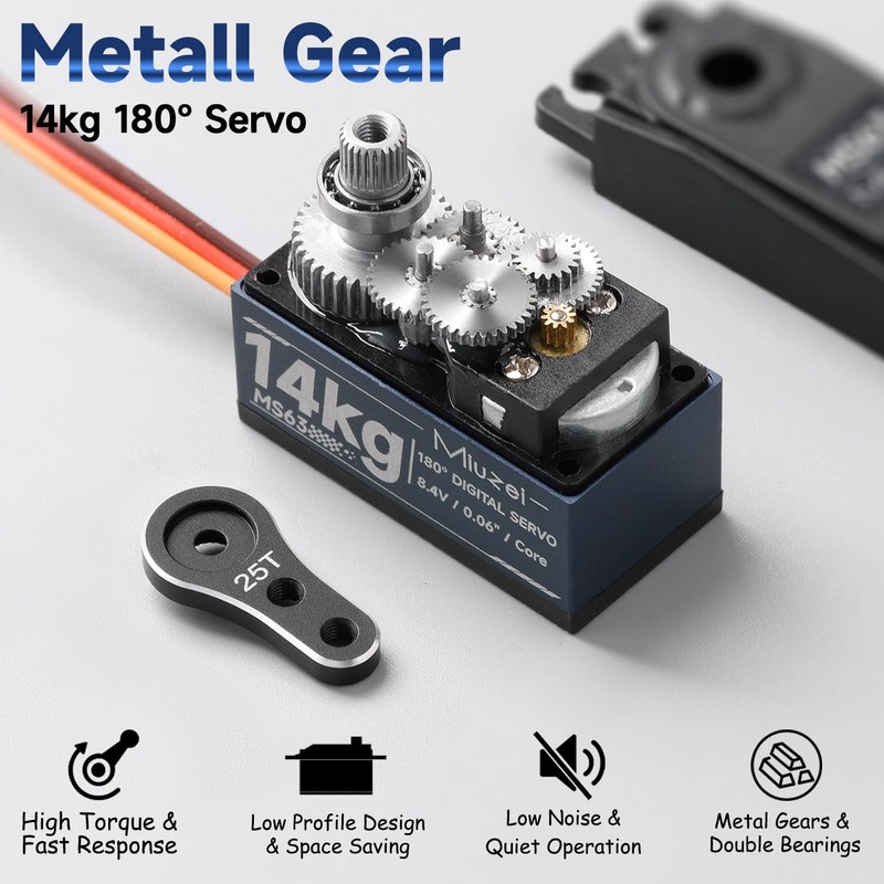 Miuzei RC Digital Servo 14kg Low Profile Servo Motor Metal
