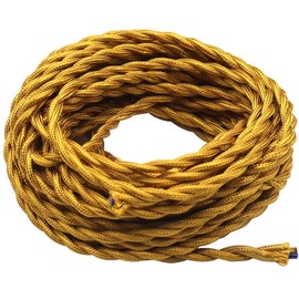 GOIYZTTR 10 Metres Vintage Braided Cable 2 Core Textile Cable Brown 2 x 0.75 mm Stranded Cable Suitable for DIY Lamps and Lighting